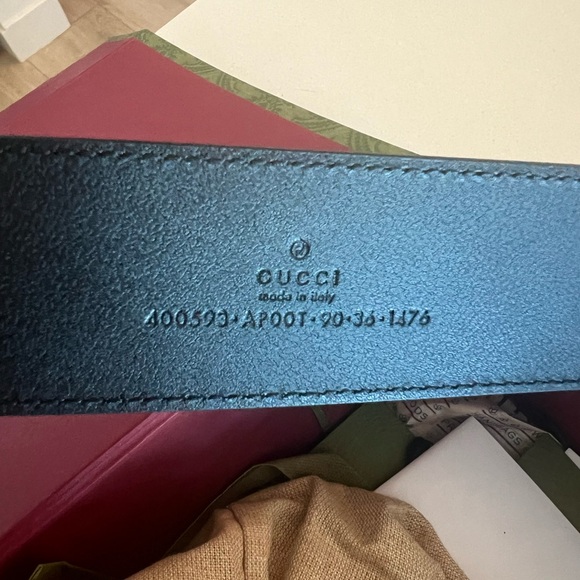 Gucci Marmont 2015 Re-Edition Wide Black Belt, Antique Brass GG. Size 90. - Picture 5 of 14